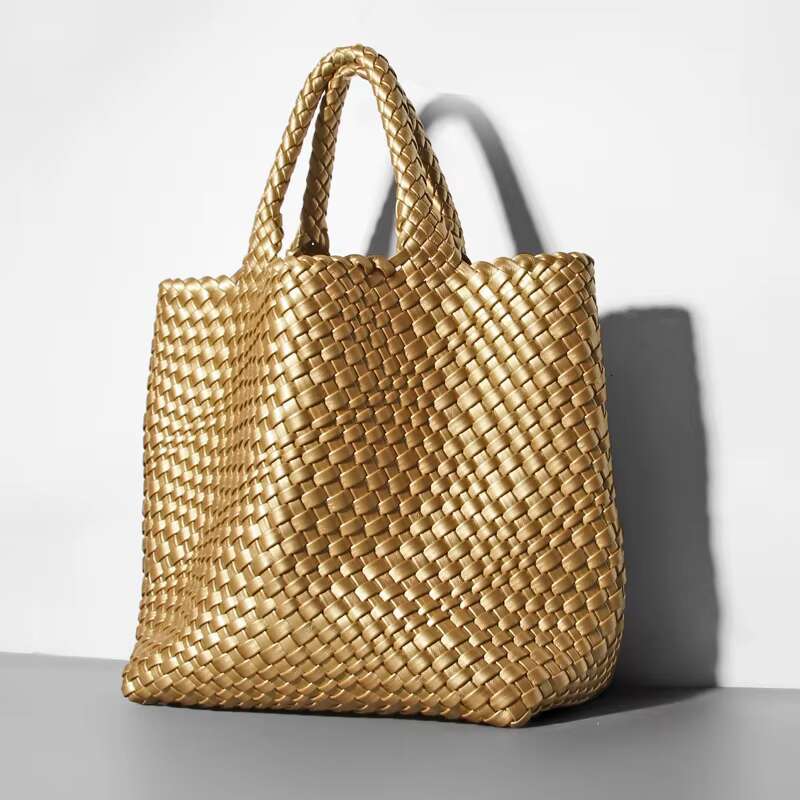 Designer bag New Golden Knit Large Capacity Woven Shoulder Handbags For Women Beach Holiday Purse Female Evening Tote Bags