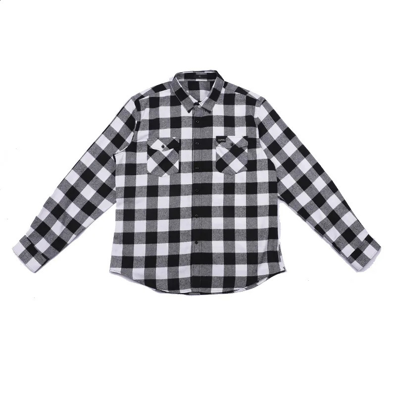100% cotton sping oversized red Lumberjack outdoor black and white plaid flannel shirts men 2024 shirt Vintage checked jacket 250110
