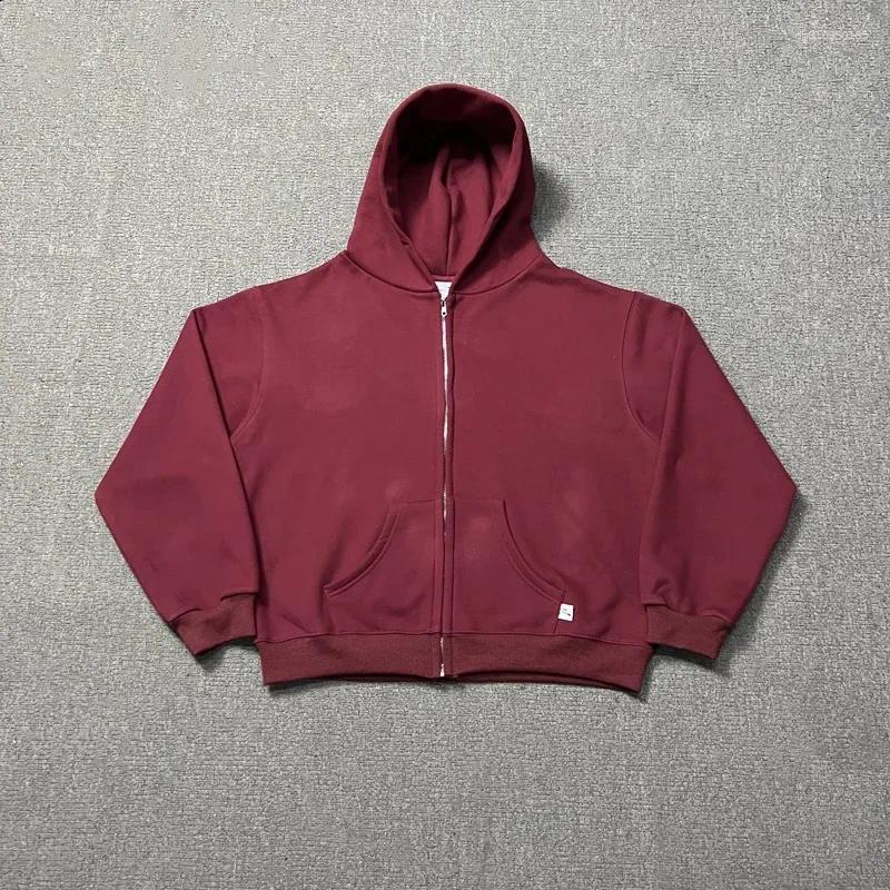 Men's Hoodies Streetwear AKIMBO Zipper Fleece Men Women High Quality Black Blue Sweatshirts Cotton Casual Pullovers