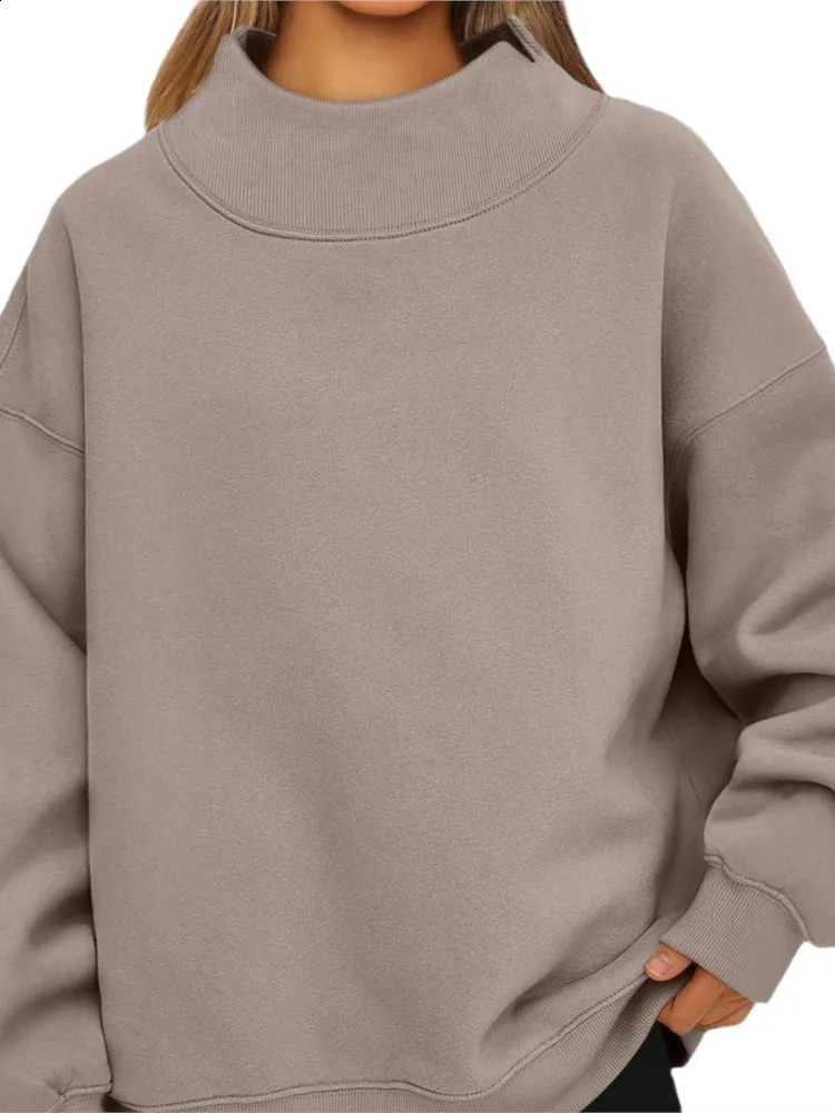 Womens Sweatshirt Long Sleeve Turtleneck Pullover Sweatshirt Casual Sweatshirt Fleece Top For Women Autumn Fashion Loose Hoodie 250115