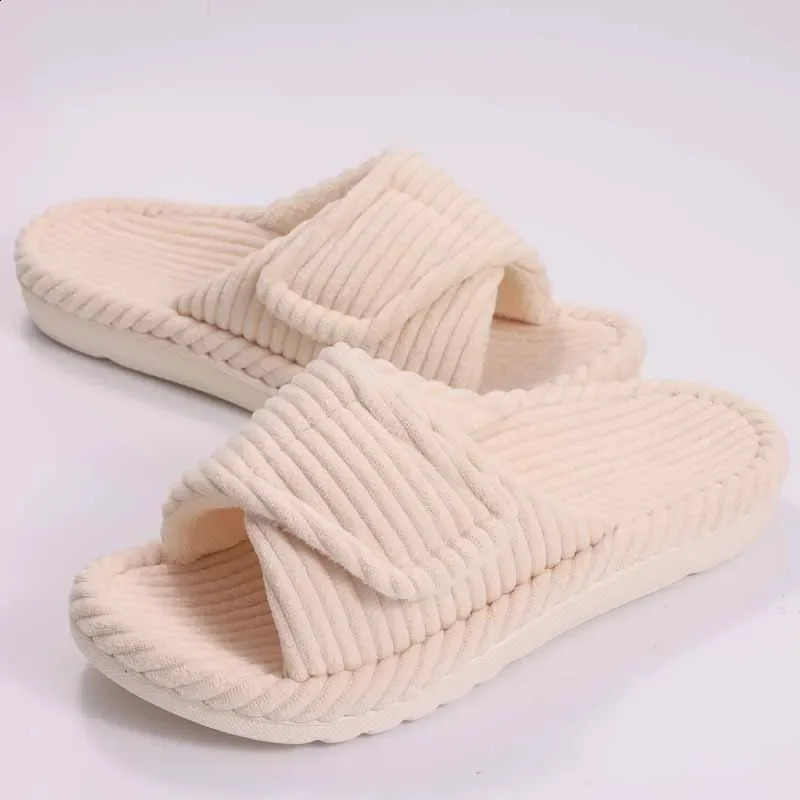 Crestar Womens Fuzzy Plush Slippers Lady Fashion Open Toe House Slippers Faux Fur Lined Slides Indoor Non-slip Cotton Slipper 250118
