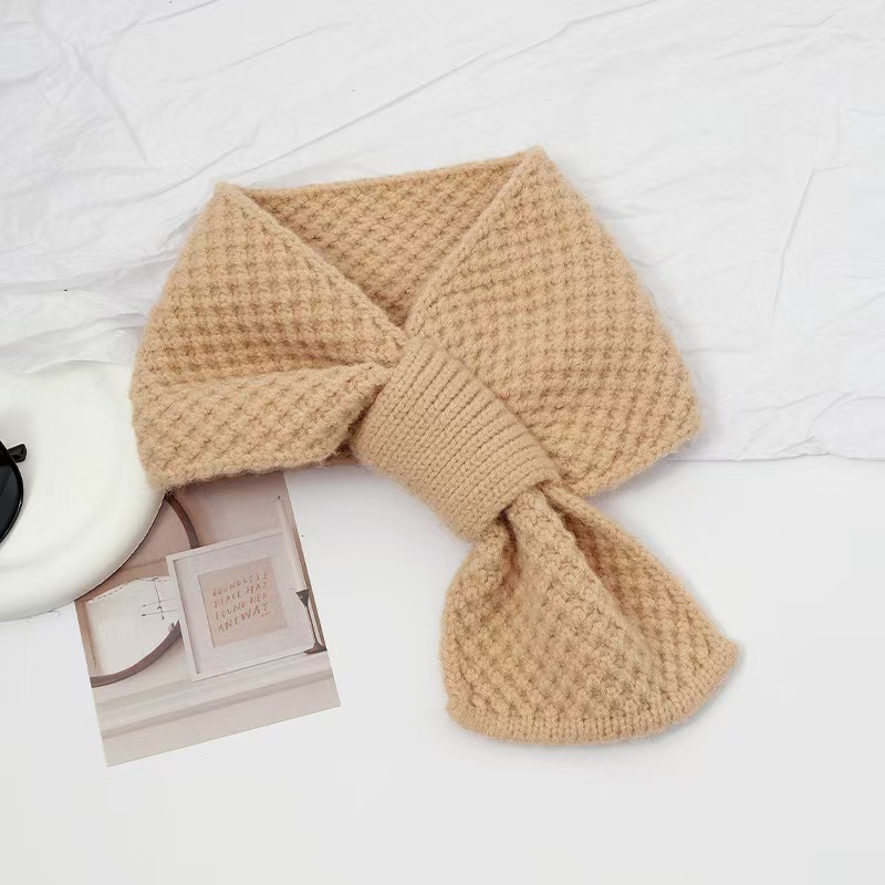 T120New style cross lazy scarf women's winter double layer cold protection warm knitted lazy scarf all-match neck cover