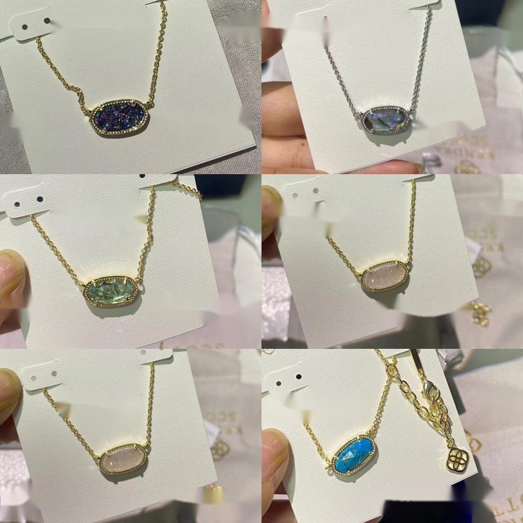 Oval pendant necklace designer scotts women designer necklace singaporean 925 silver chain heart cystal stone collar plated gold necklace luxury jewel minimalist