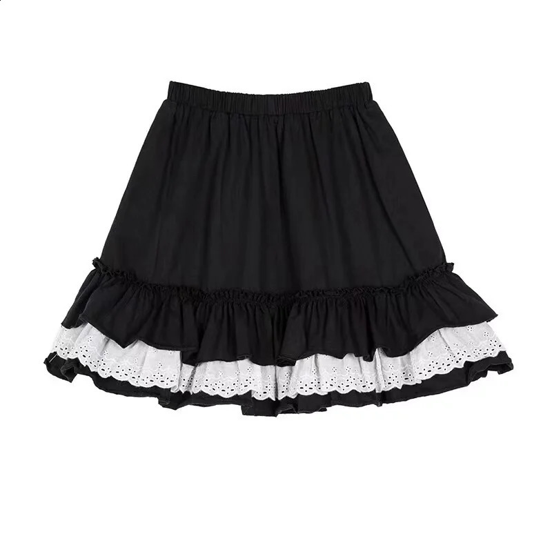 HOUZHOU Mall Goth Gothic Lace Ruffle Mini Skirts Harajuku Fairy Grunge Black Pleated Skirt Japanese Lolita Streetwear 250110Z