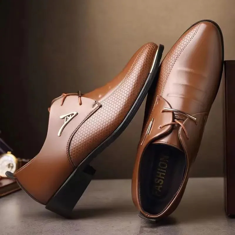 Black Brown Social Shoe Male Pointed Toe Mens Formal Shoes Italian Official Cowhide Leather Casual Gentleman Suit Footwear250114