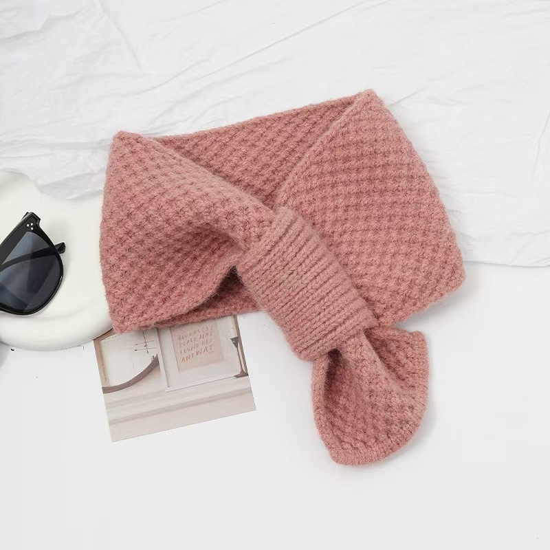 T120New style cross lazy scarf women's winter double layer cold protection warm knitted lazy scarf all-match neck cover