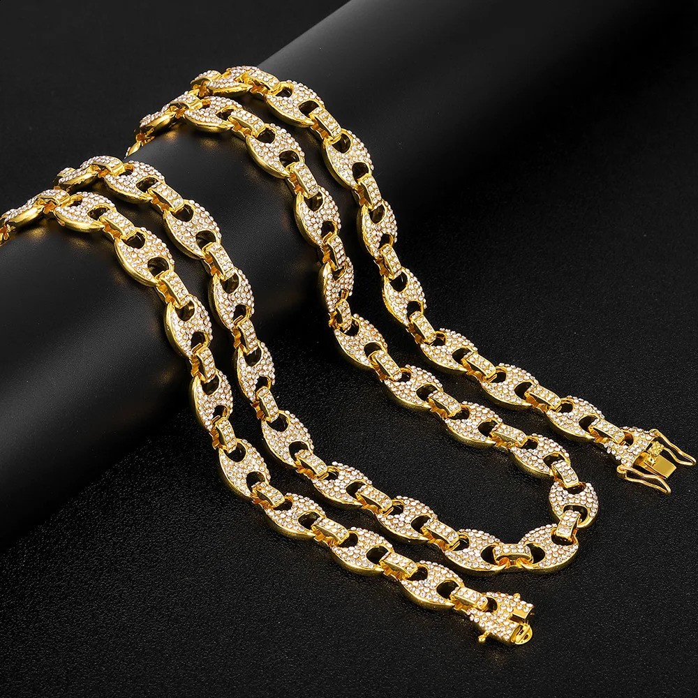 Hip Hop 13MM Width Stainless Steel Coffee Beans Link Chain Necklace Fashion Necklaces for Men Women Jewelry Rapper Style 250116