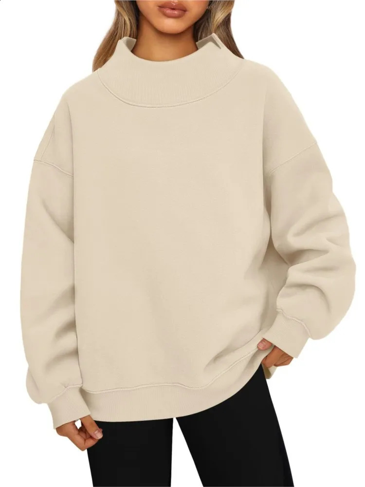Womens Sweatshirt Long Sleeve Turtleneck Pullover Sweatshirt Casual Sweatshirt Fleece Top For Women Autumn Fashion Loose Hoodie 250115