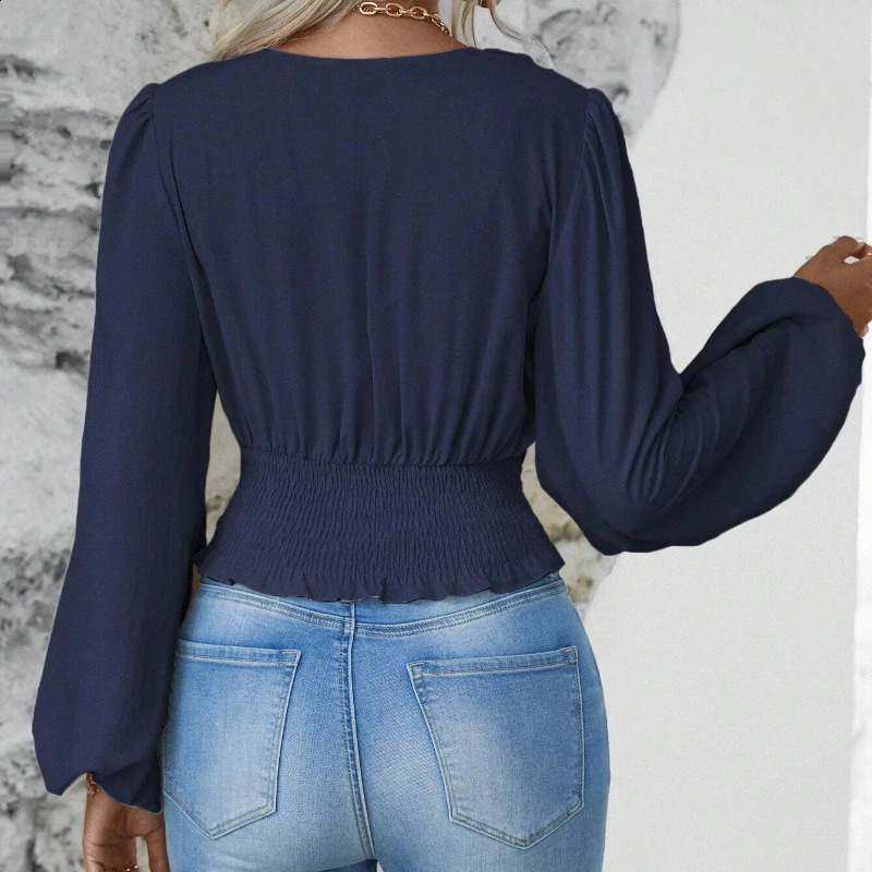 Fashion V-neck Long Sleeve T Shirts for Women Elegant Slimming Y2k Top Clothing Women Casual Woman Clothing Harajuku Tops Streetwear 250118