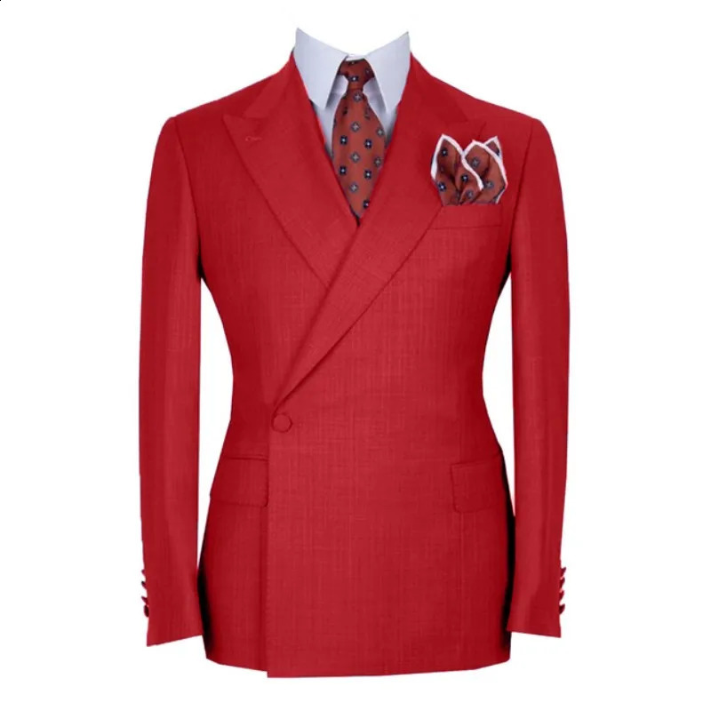 Only Jacket 1 PCS Double Breasted Men Suits Costume Homme One Button Wedding Prom Groom Tuxedo Terno Masculino Slim Fit Blazer 250122