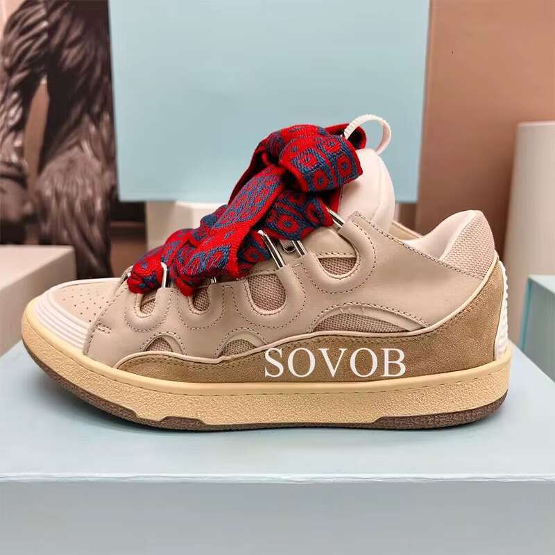 Spring Autumn Genuine Leat her Bre athabl e Flat Thic k Sole Lace up Mixed Color Casual Versatile Walking Shoes Unisex