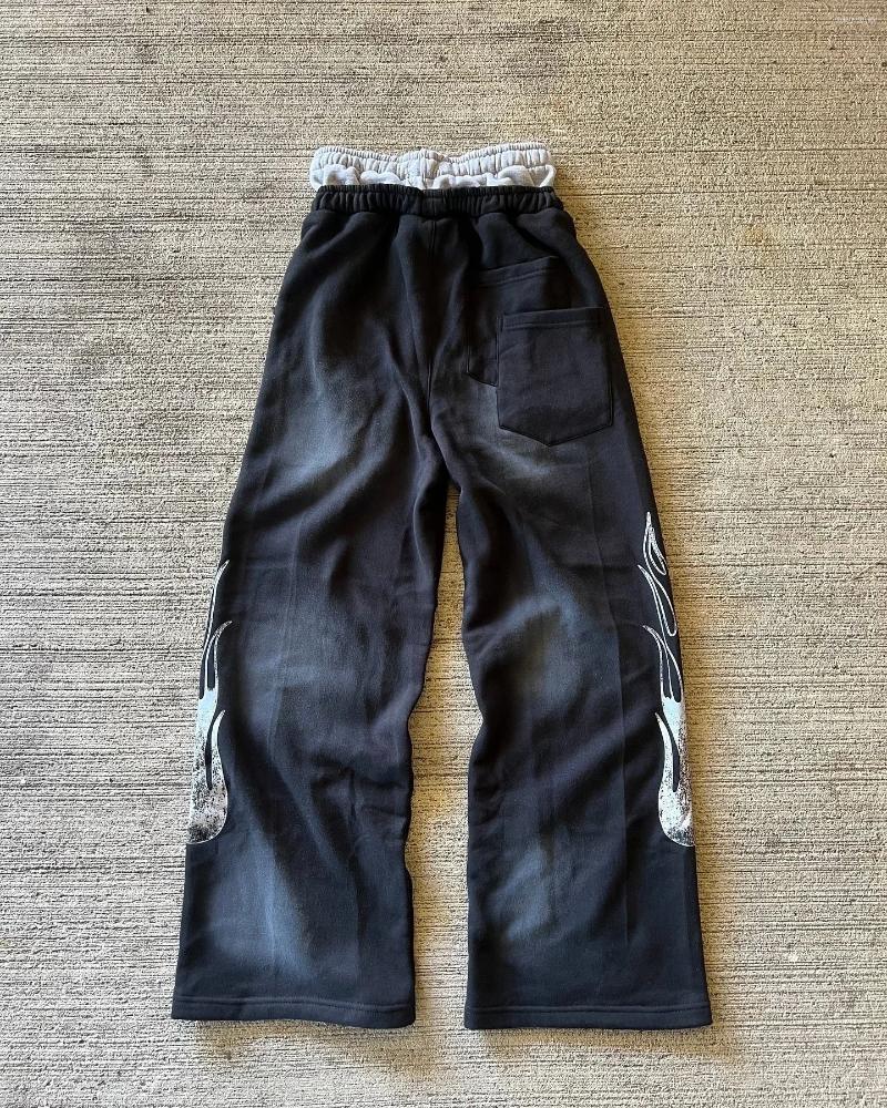 Men's Pants American Letter Patch Retro Double Layer Design Y2K Baggy Sweatpants Men Hip Hop Gothic Elastic Waist Jogging Casual