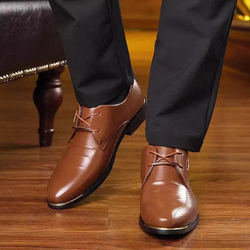 Black Brown Social Shoe Male Pointed Toe Mens Formal Shoes Italian Official Cowhide Leather Casual Gentleman Suit Footwear250114