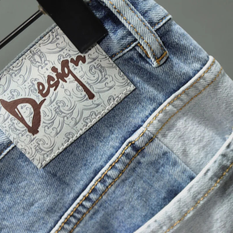 Ripped Cargo Male Denim Shorts Straight Long Knee Length with Pockets Mens Short Jeans Pants Half In Jorts Baggy Y2k 250228