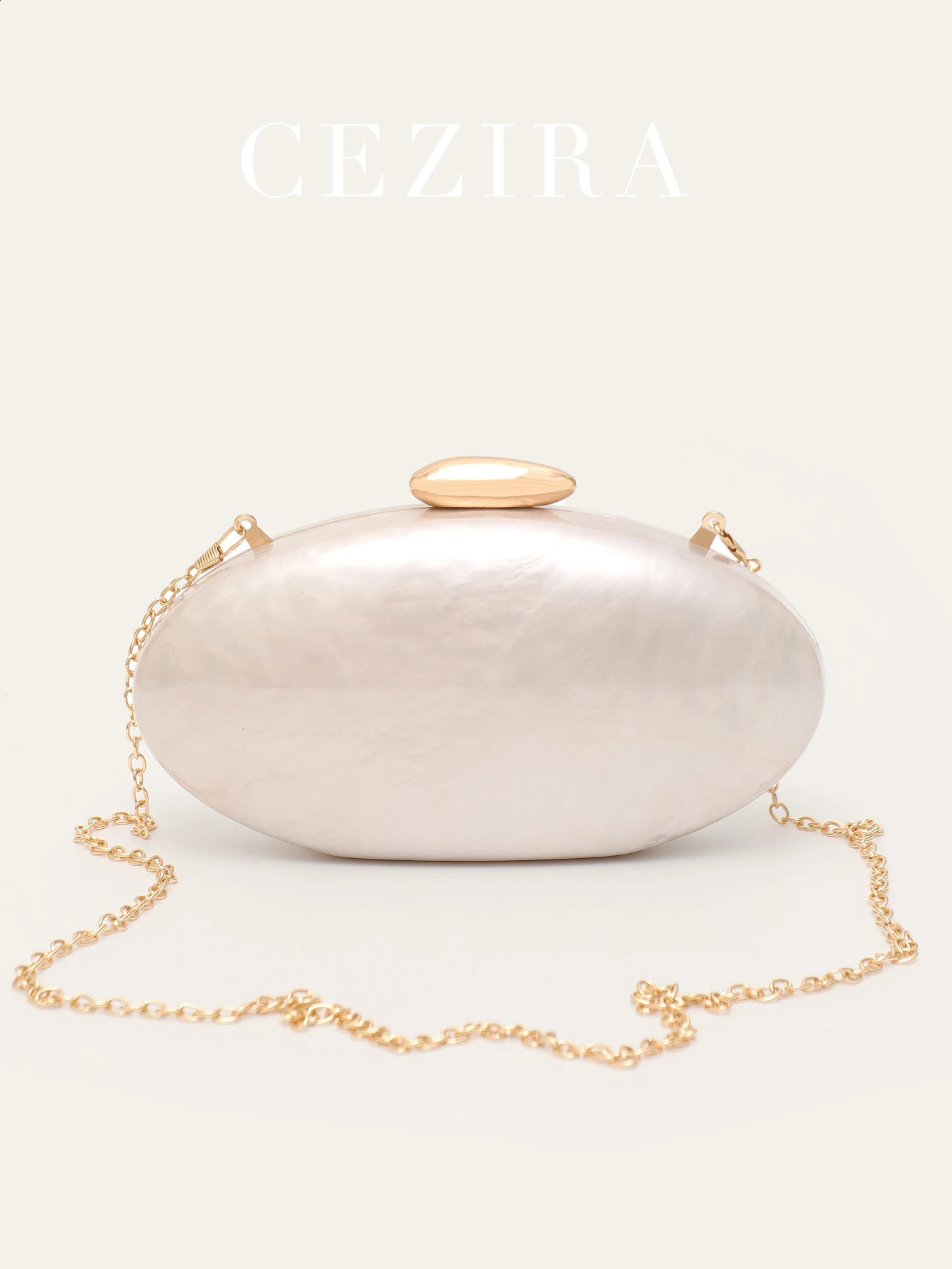 Womens Fashion Evening Clutches Plain Acrylic Long Chain Cross body Handbag Oval Shaped Fits Phone Wedding Banquet Party 250117