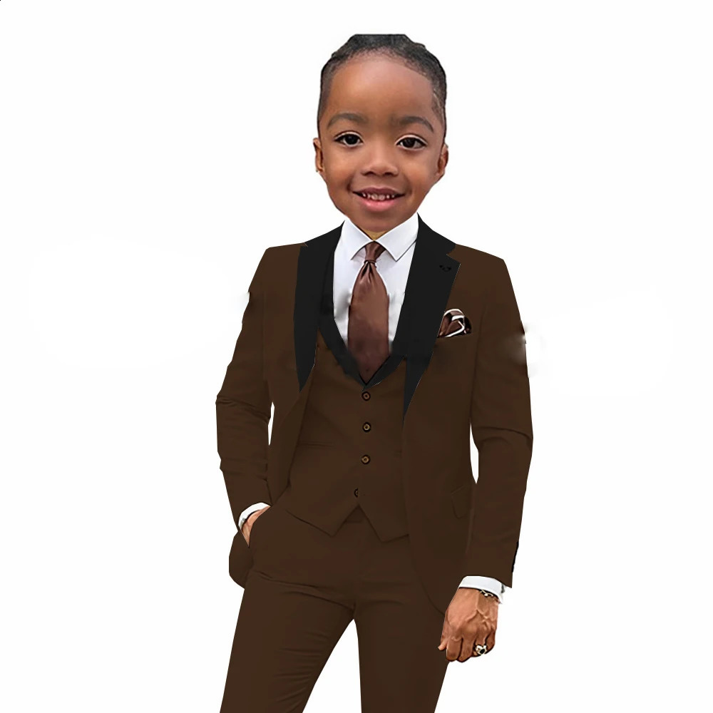 Boys Suits 3 Pieces Wedding Formal Party Tuxedo Child Notched Lapel Kids Dress Jacket Pants Vest Slim Fit Blazer Trousers Tailor 250120