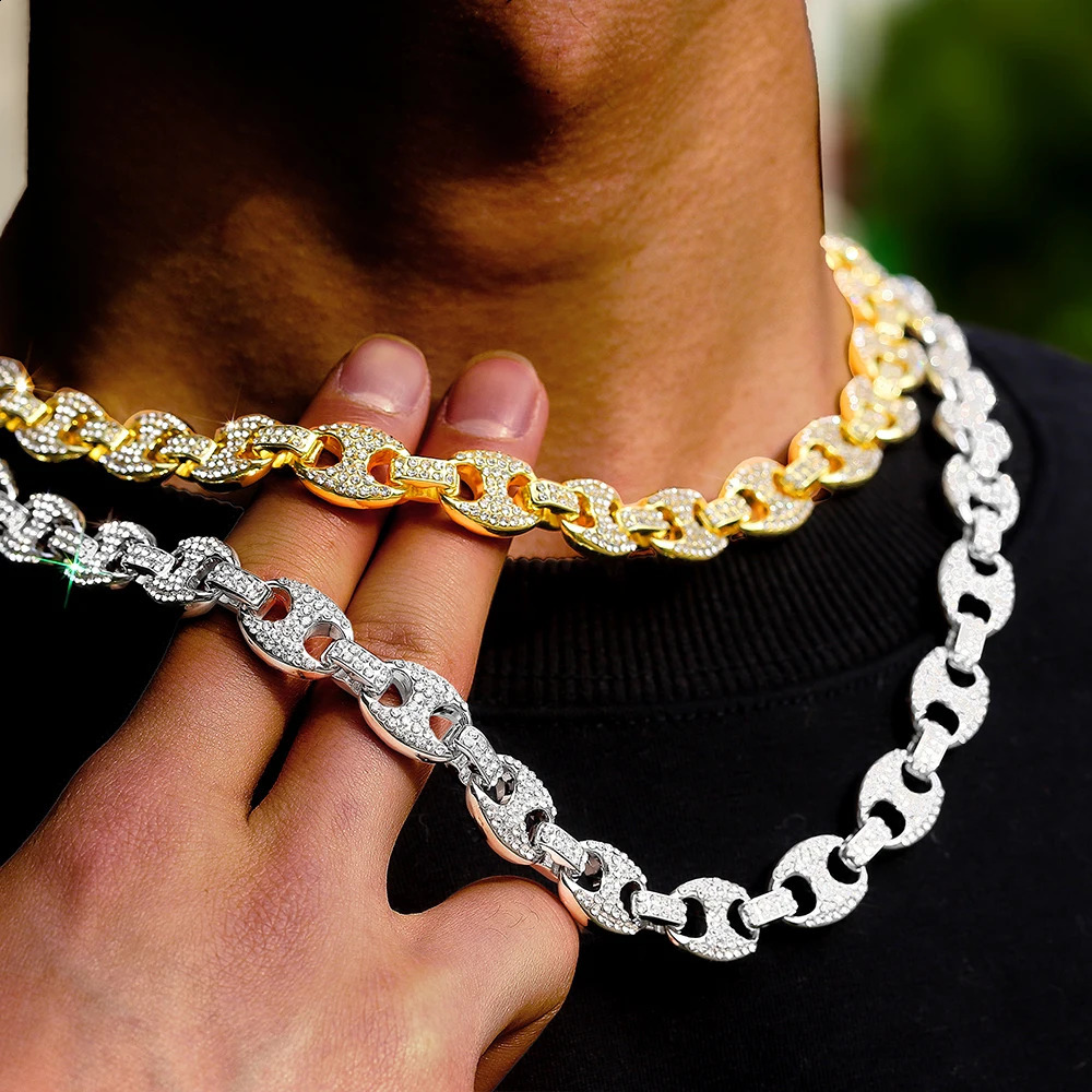 Hip Hop 13MM Width Stainless Steel Coffee Beans Link Chain Necklace Fashion Necklaces for Men Women Jewelry Rapper Style 250116