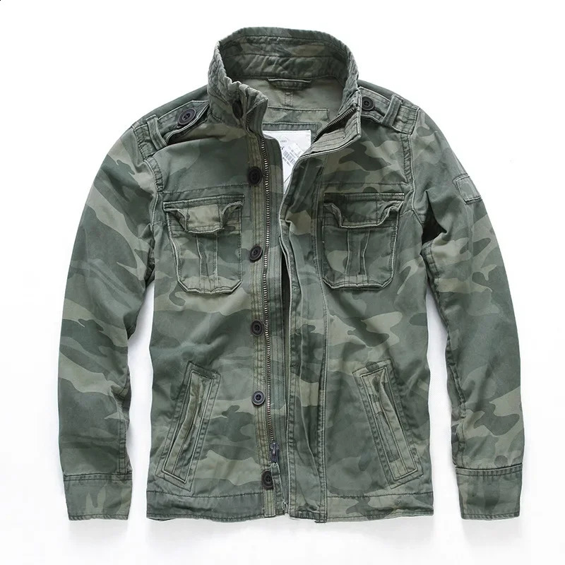 Men Jacket Men M65 Denim Retro Cargo Jacketes Outdoor Multi Pockets Camo Tops Field Casual Fashion Hiking Coats Uniform 250117