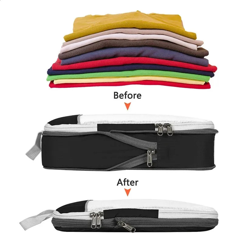 Luggage Cubes Organizer Portable Travel Storage Bag Compressible Packing Cubes Foldable Waterproof Travel Suitcase Nylon Handbag 250120