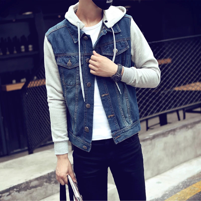 Men Hooded Denim Jacket Mens Casual Jean Jackets Mens Streetwear Cow jacket Male Hat Detachable Coat 4XL 5XL 250117