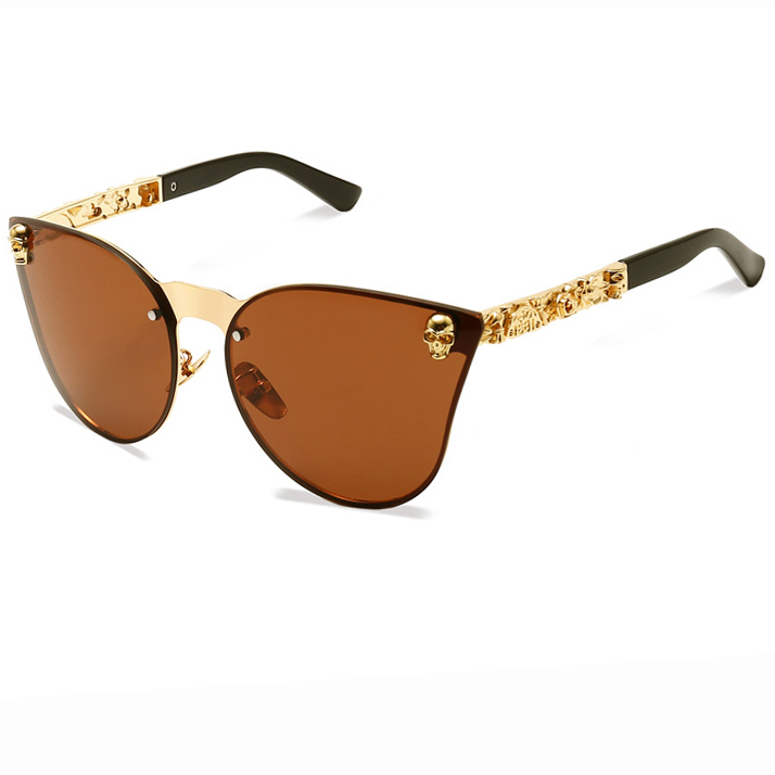 Gothic Rimless Steampunk Sunglasses with Unique Skull and Cat Eye Detail by CB Cavallo Bianco