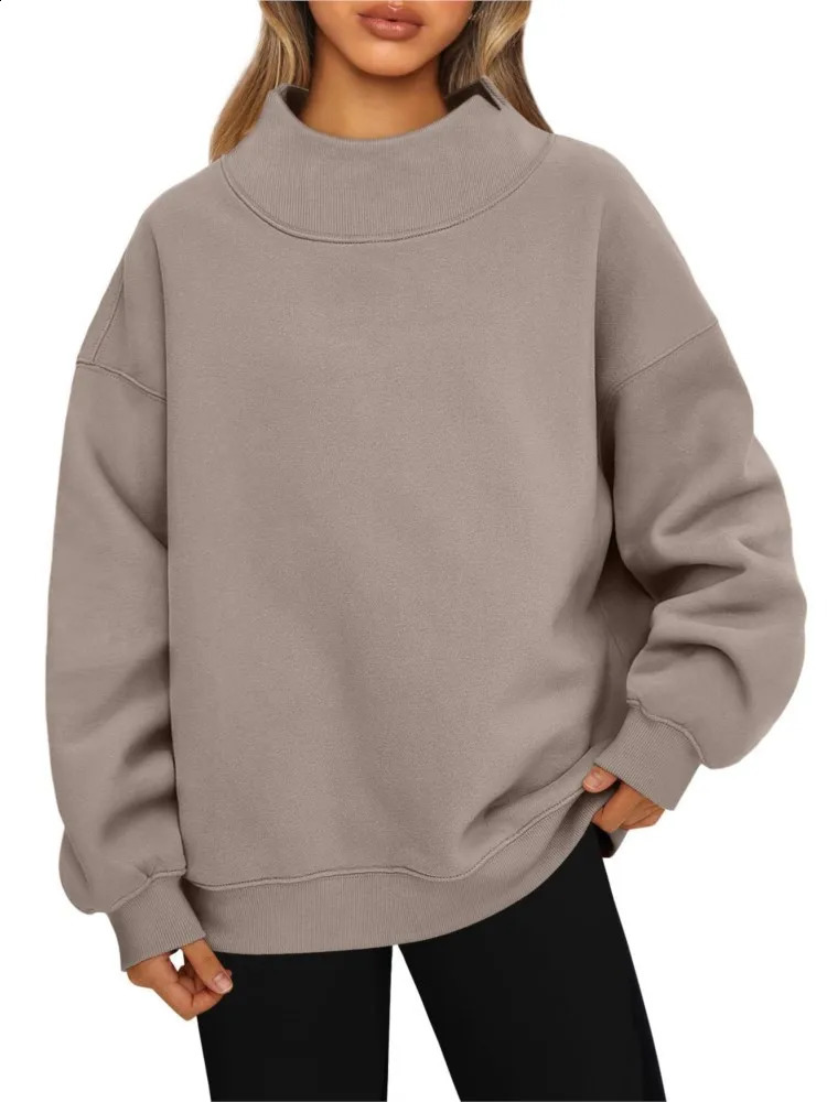 Womens Sweatshirt Long Sleeve Turtleneck Pullover Sweatshirt Casual Sweatshirt Fleece Top For Women Autumn Fashion Loose Hoodie 250115