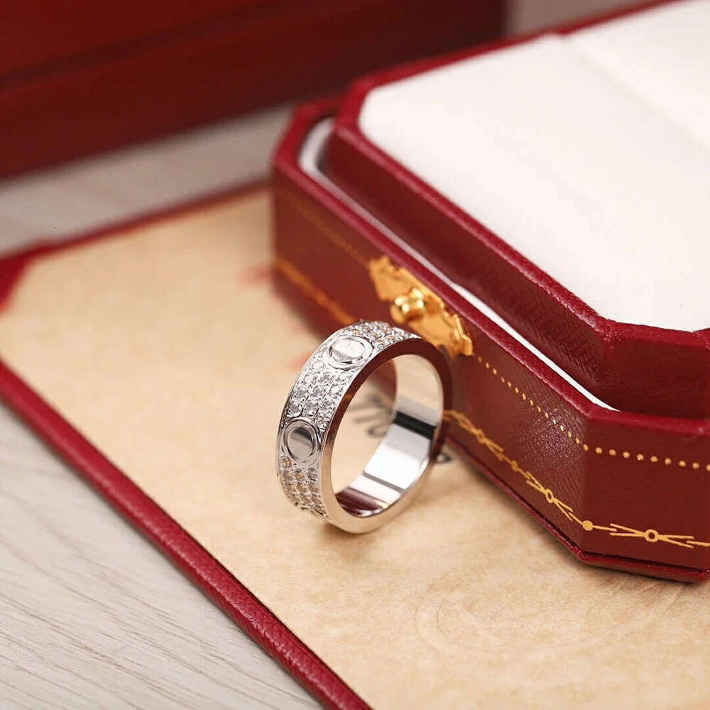 original band mens ring designer rings for women sterg sier gold plated inlaid 2 3 row CZ dia nail ring 4mm 6mm wide jewelry wedding