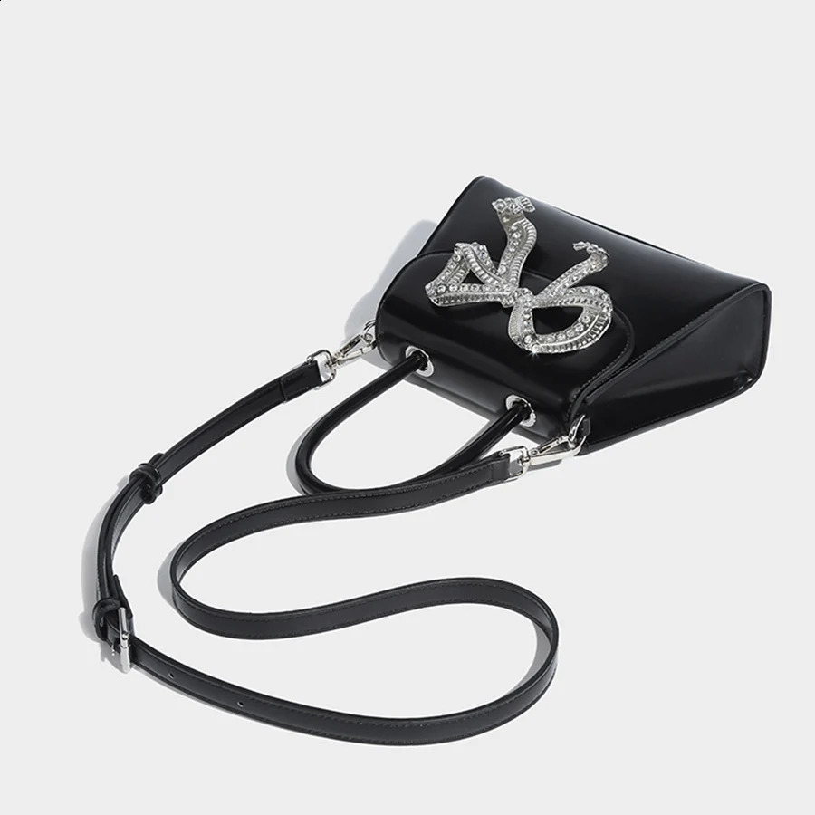 Women Rhinestone Bow Pu Leather Handbags Elegant Boutique Crystal Top Handle Evening Clutch Purses Crossbody Bags Wedding Party 250110