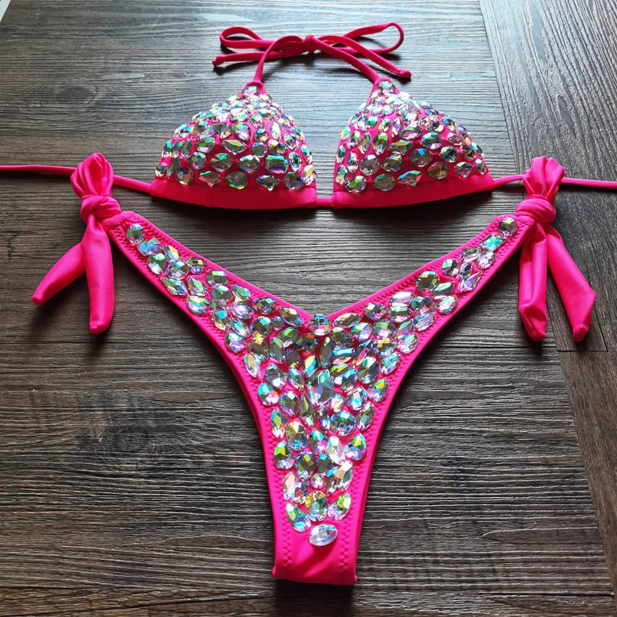 Diamond Biquinis Sexy Crystal Bikini Womens Swimsuit Water Diamond Upward Swimsuit Womens Nightclub Dress 250108