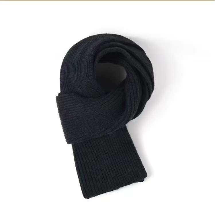 T118 autumn and winter Korean style white pure color knitted scarf female soft atmosphere student wool warm neck thick