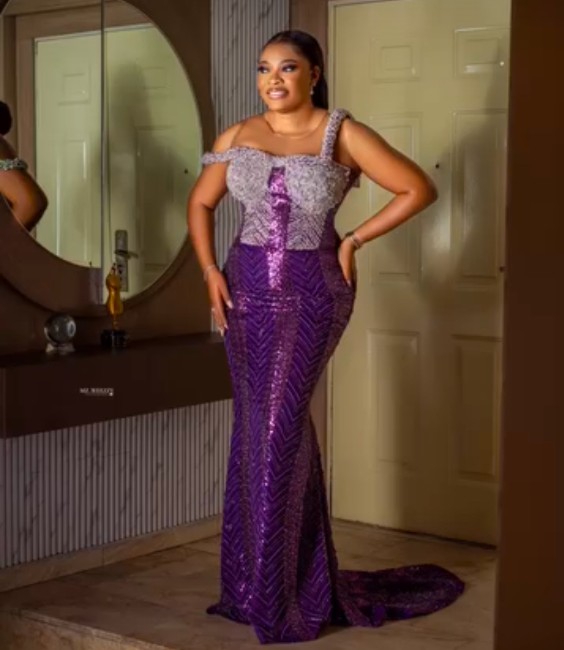 Aso Ebi Purple Mermaid Prom Dresses 2025 Beaded Crystals Sequined Lace Evening Formal Party Second Birthday Engagement Gowns Plus Size Dress For Speci