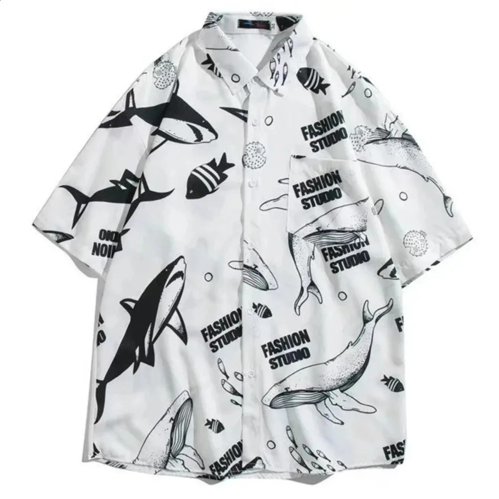 Mens Short Sleeve Hawaiian Shirt Fashion Summer Daily Casual Print Beach Loose Tops Shirts For Men 250122
