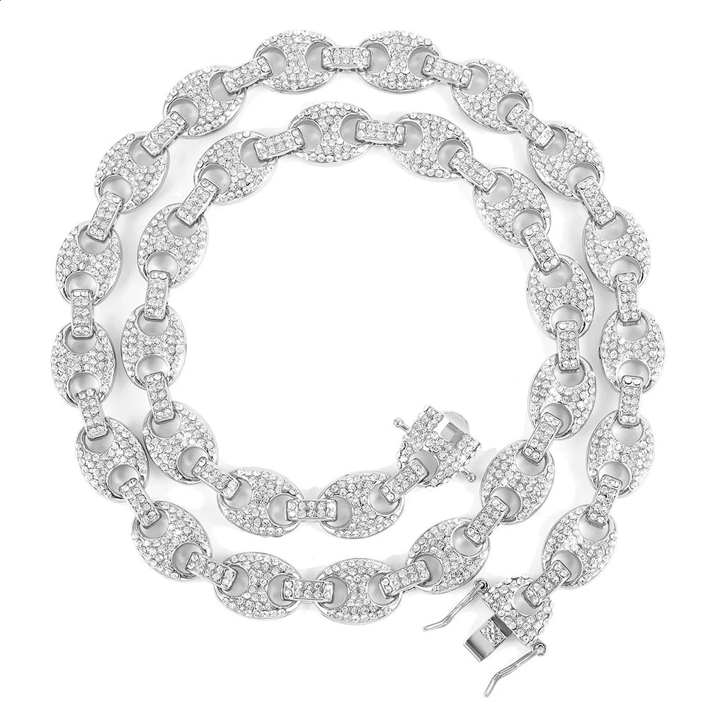 Hip Hop 13MM Width Stainless Steel Coffee Beans Link Chain Necklace Fashion Necklaces for Men Women Jewelry Rapper Style 250116