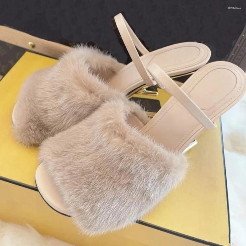 Fur Heels Peep Toe Gladiator Sandals: Women's Summer Wedge Shoes with Strange Sexy Mule Heels, hot and Dress Pumps