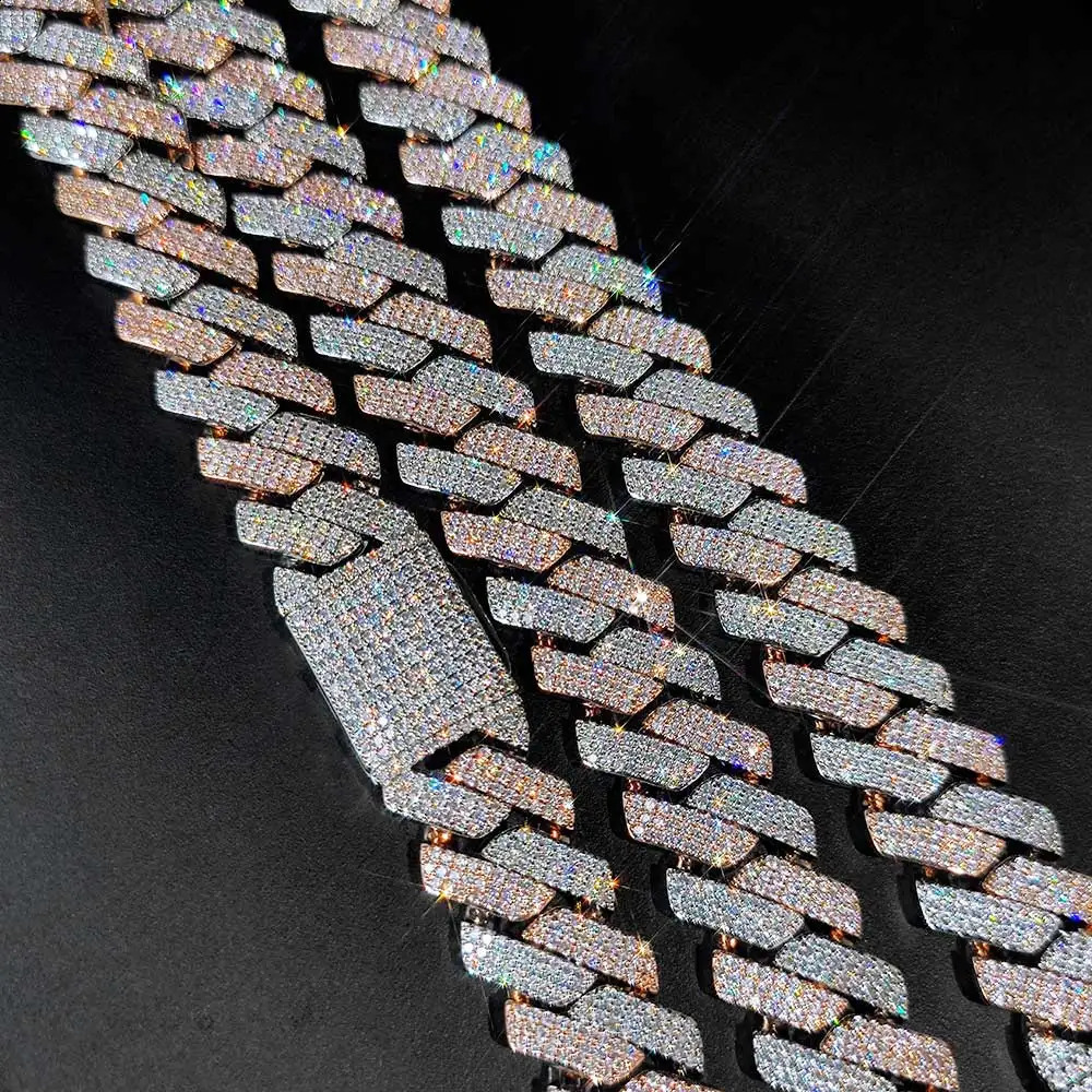 Hip Hop Jewelry 20mm Thick Cuban Chain Crystal Miami Gold Silver Dual Color Ice CZ Cuban Chain Necklace 250107
