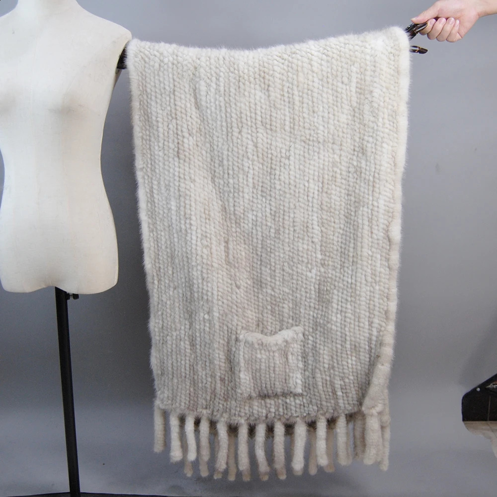Long Style Winter Real Natural Mink Fur Scarf Lady 100% Natural Real Mink Fur Shawl Women Knitted Real Mink Fur Pashmina Scarves 250120ww