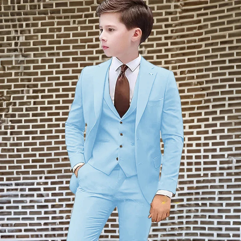 Beige Suit for Boys Wedding Tuxedo Three-Piece Suit Formal Business Jacket Vest Pants Kids Slim Fit Blazer Festival Tailored 250120