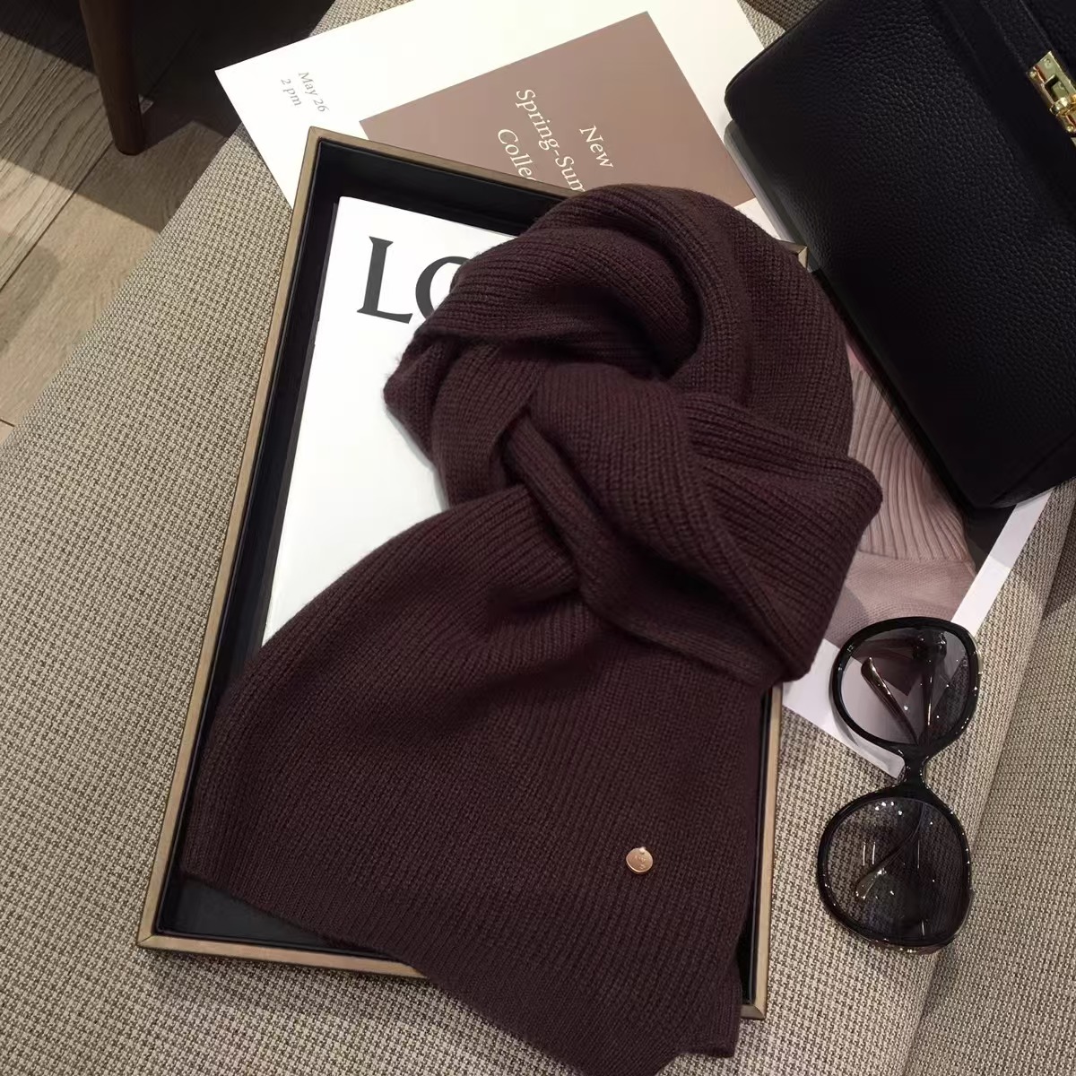 T113 pure wool scarf autumn and winter warm all-match pure color knitted cashmere couple neck shawl dual-purpose
