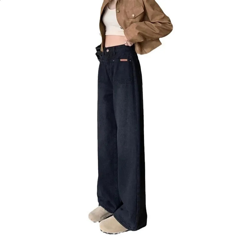 Style AutumnWinter Plus Size HighWaisted LooseFit Slimming Casual Jeans StraightLeg WideLeg Fashion For Big