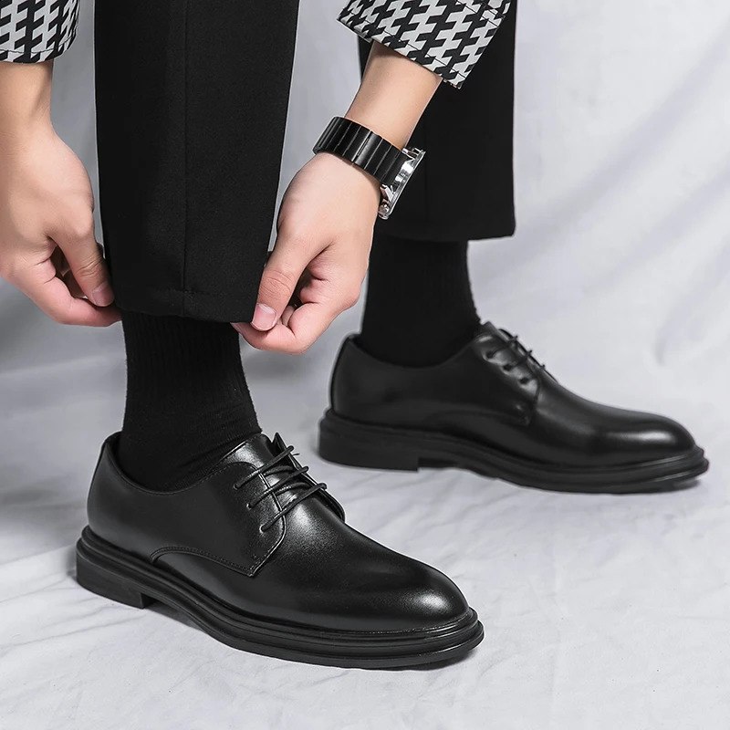 Classic Derby Shoes Brogues Leather Man Business Dress Office Leather Shoe For Men Fashion Patent Leather Party Wedding Shoes250114