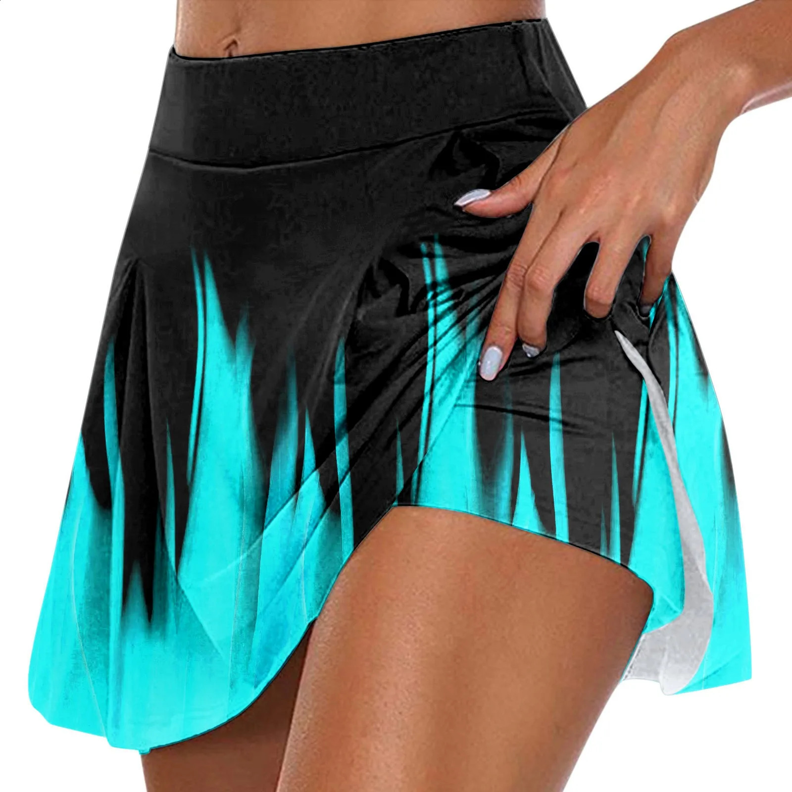 2024 Summer Womens Daily Fashion Casual Print Tennis Skirts Yoga Sport High Waist Short Skirt Quick Dry Half Length 250110Z