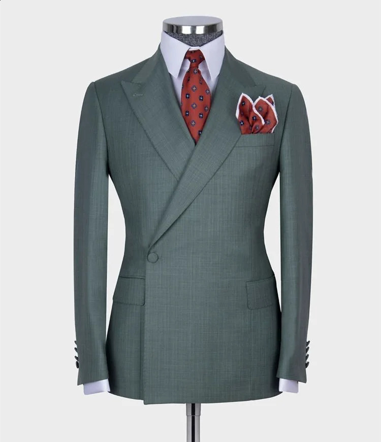 Only Jacket 1 PCS Double Breasted Men Suits Costume Homme One Button Wedding Prom Groom Tuxedo Terno Masculino Slim Fit Blazer 250122