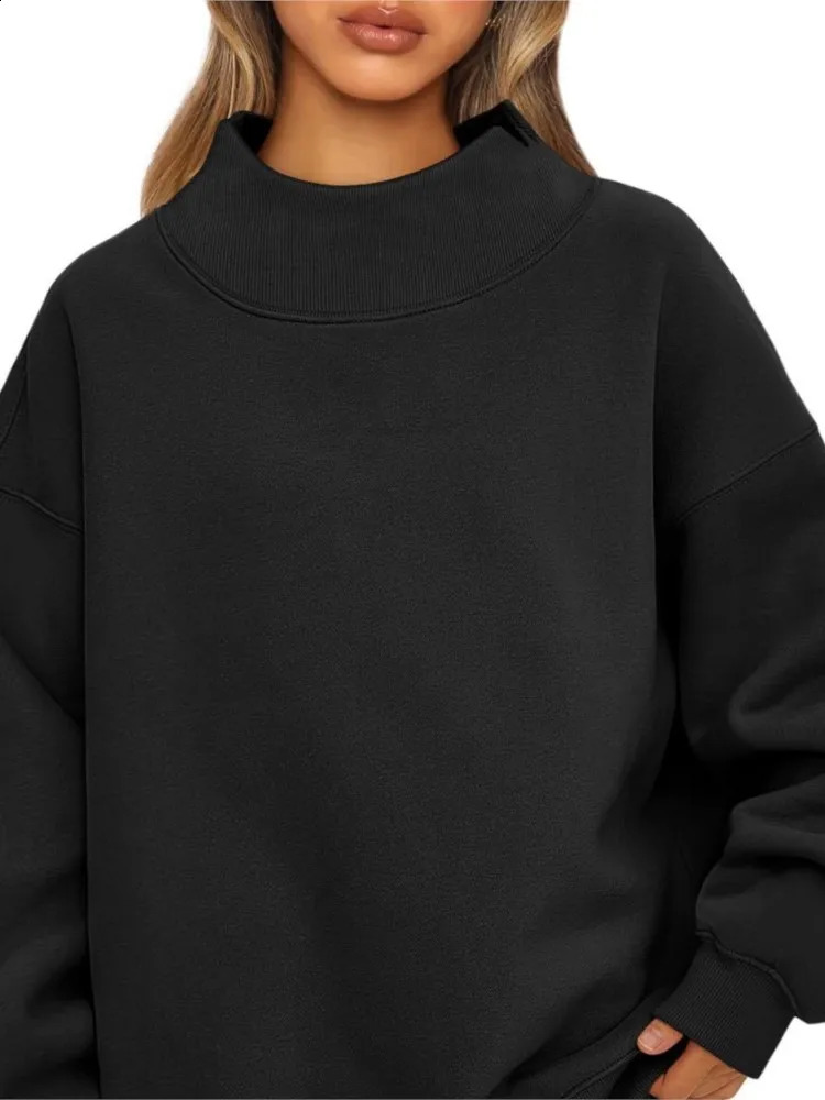 Womens Sweatshirt Long Sleeve Turtleneck Pullover Sweatshirt Casual Sweatshirt Fleece Top For Women Autumn Fashion Loose Hoodie 250115