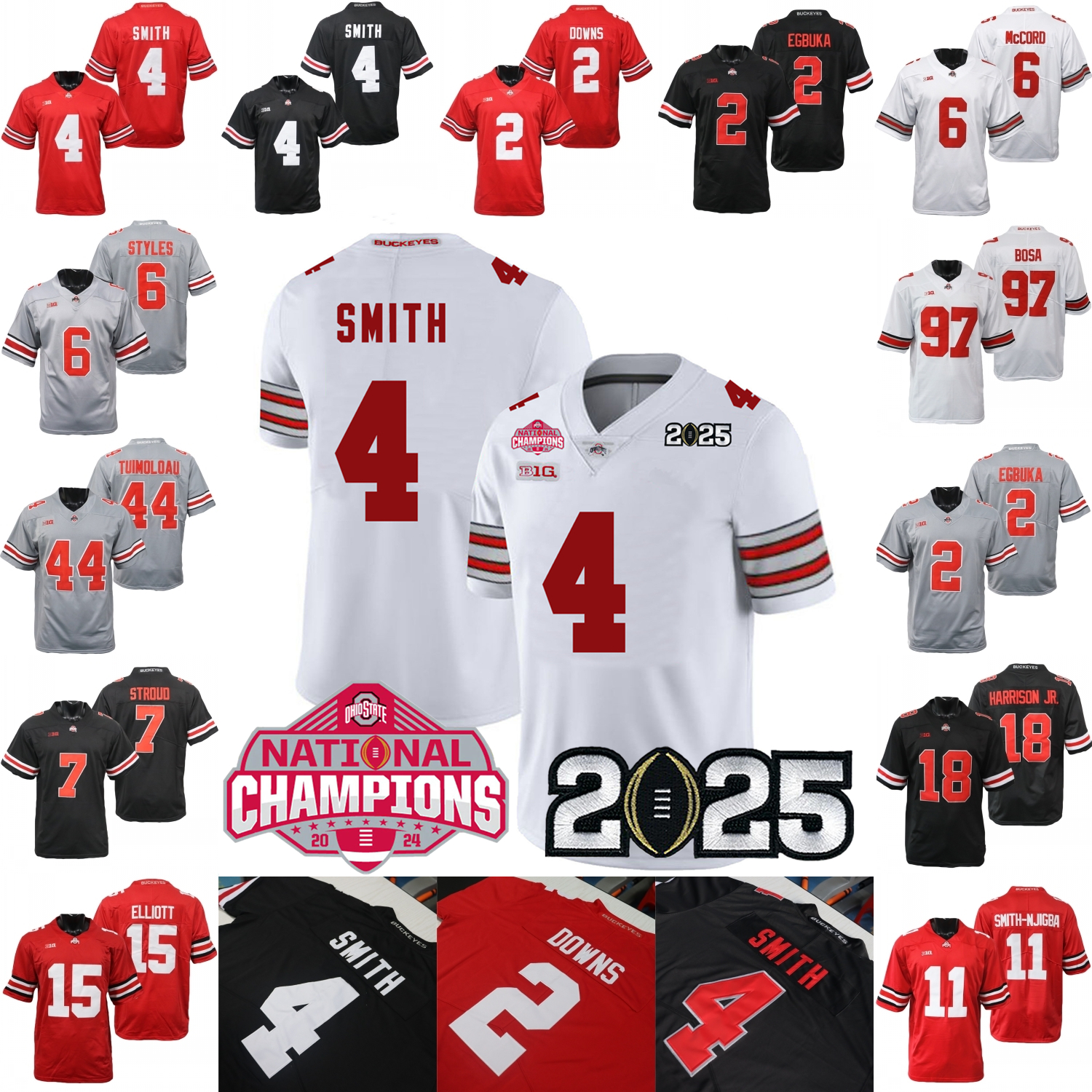 2025 OSU Football Jersey College Jeremiah Smith Caleb Downs Julian Sayin Carnell Tate C.J. Hicks St. Clair CJ Donaldson Styles Thurman Jackson Alford Tuimoloau Youth