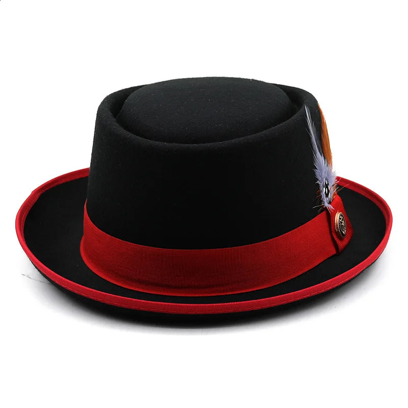 Pork Pie Hat Billycock Felt Small Brim Bowler Mens Fashion British Style Hip Hop Fedora Women Party Sombrero Caps 250118