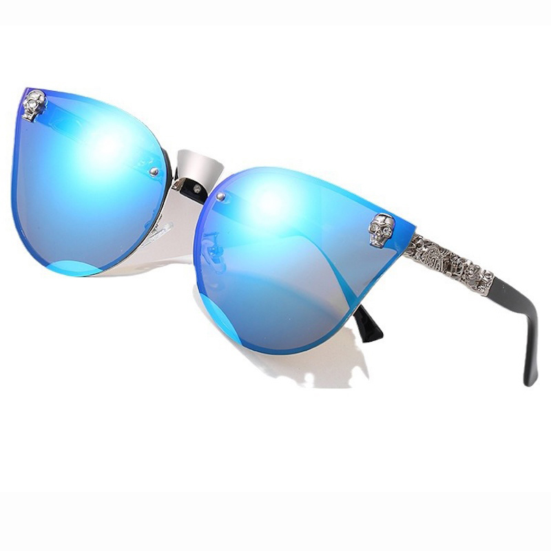 Gothic Rimless Steampunk Sunglasses with Unique Skull and Cat Eye Detail by CB Cavallo Bianco