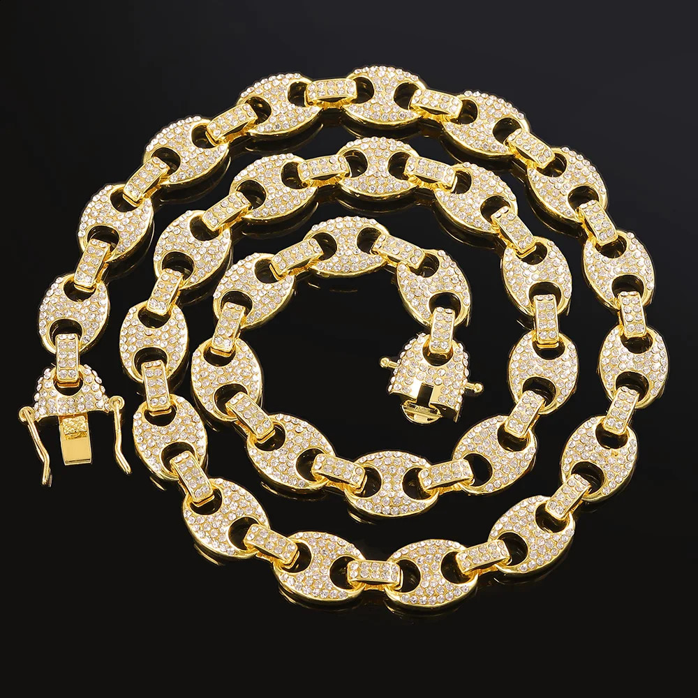 Hip Hop 13MM Width Stainless Steel Coffee Beans Link Chain Necklace Fashion Necklaces for Men Women Jewelry Rapper Style 250116