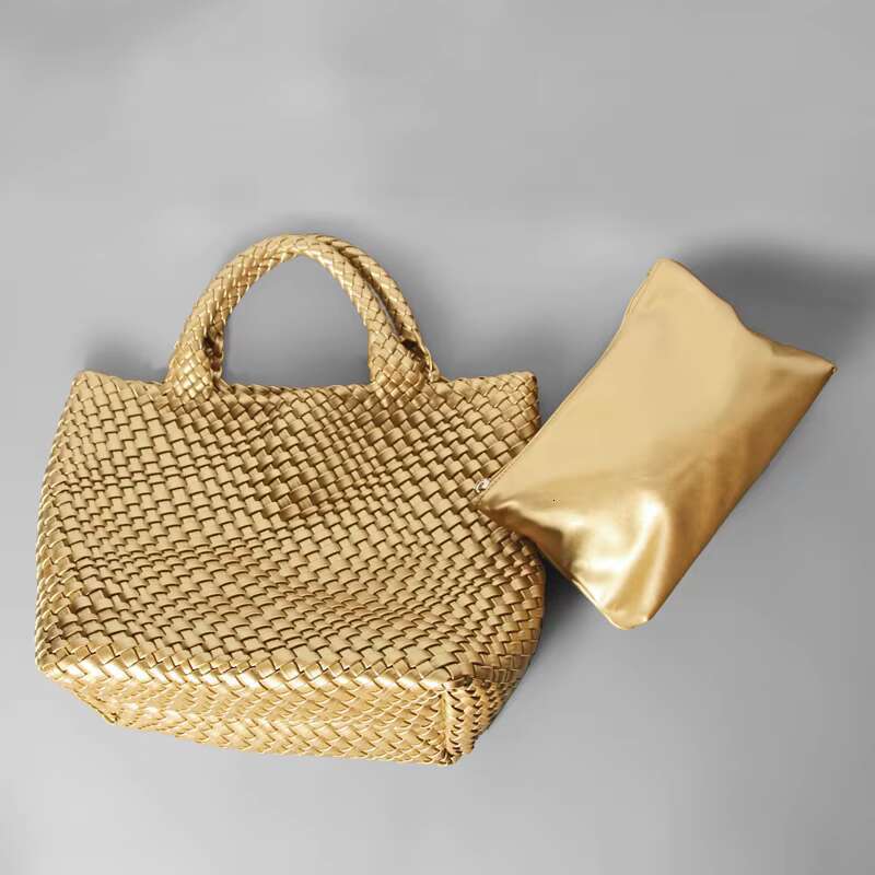 Designer bag New Golden Knit Large Capacity Woven Shoulder Handbags For Women Beach Holiday Purse Female Evening Tote Bags