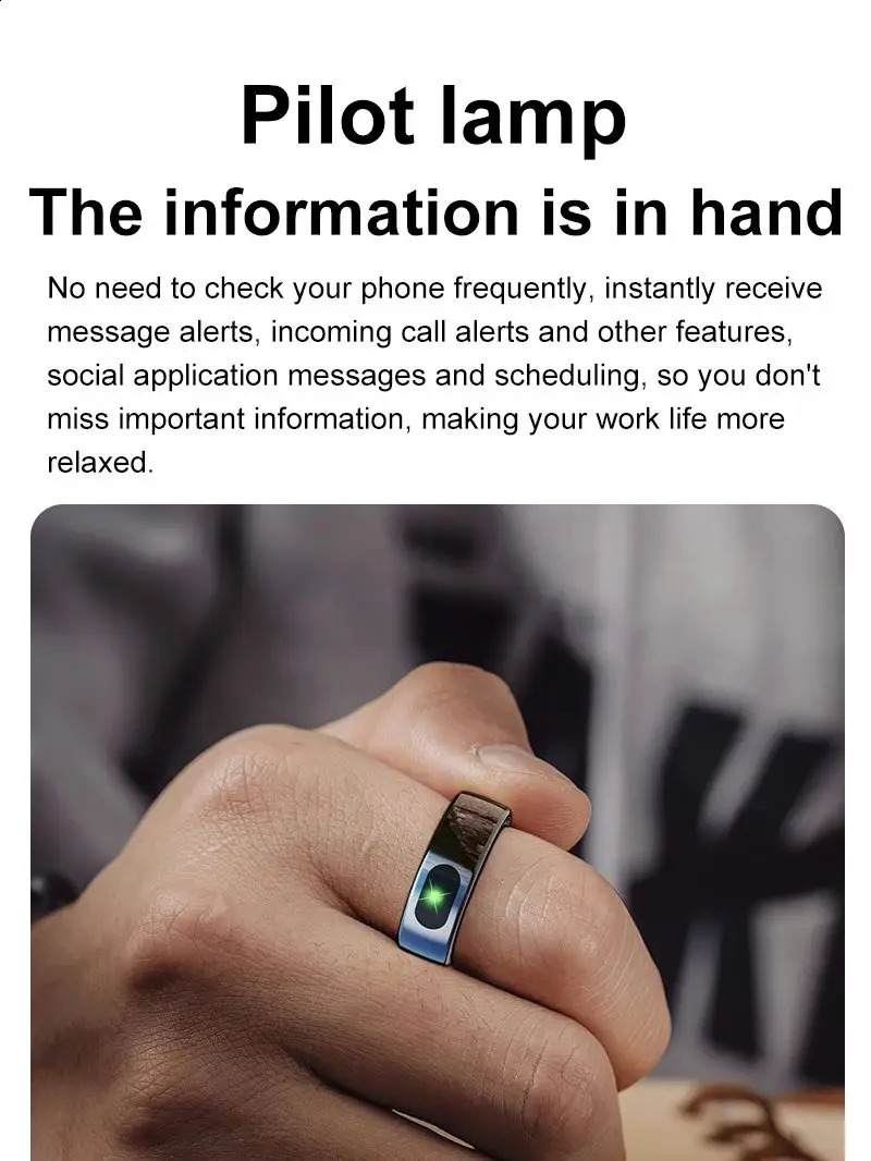 R08 Smart Ring With Charging Case Smart Touch Screen Health Monitor Sports Fitness Tracker IP68 5ATM Waterproof Smart Ring 250120