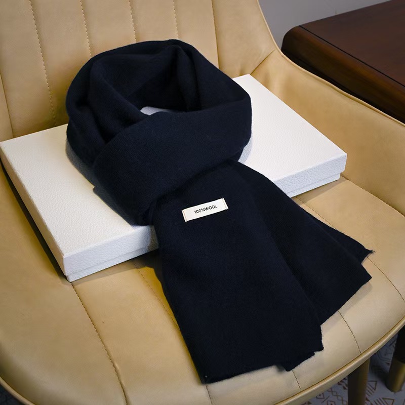 T114 high-grade Chinese red pure wool knitted scarf autumn and winter all-match red neckband for men and women